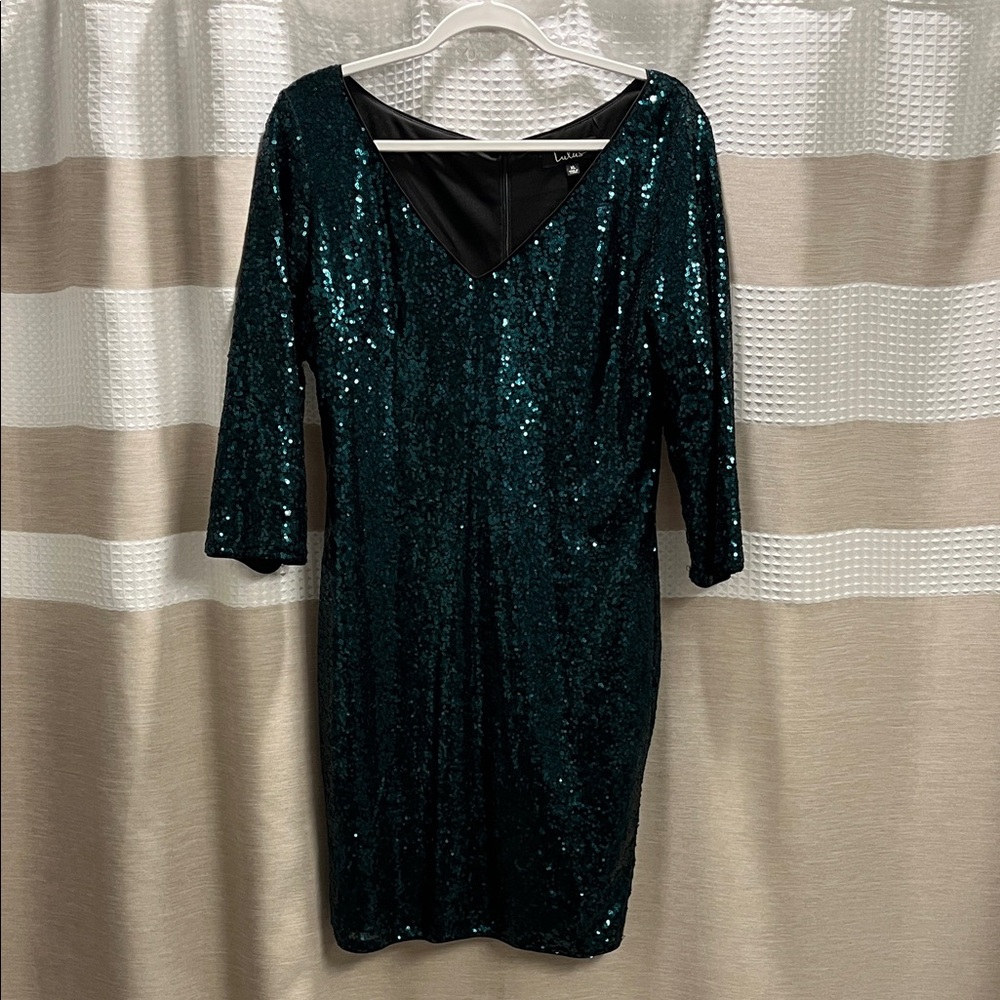 Emerald Sequin Long Sleeve Dress